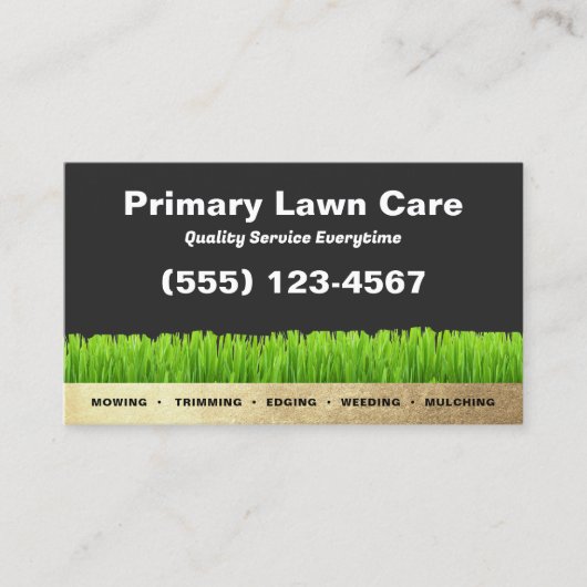 Rasenpflege einsparen Landscaping Gold Akzent Visitenkarte (Vorderseite)