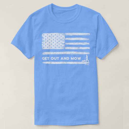 Rasenpflege, Gras, Mäher, raus und mähen Amerikane T-Shirt (Design vorne)