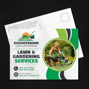Rasenpflege Grasmähen Mulchen Gartengestaltung Postkarte