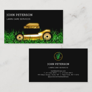 Rasenpflege Grasschneiden Gold Visitenkarte