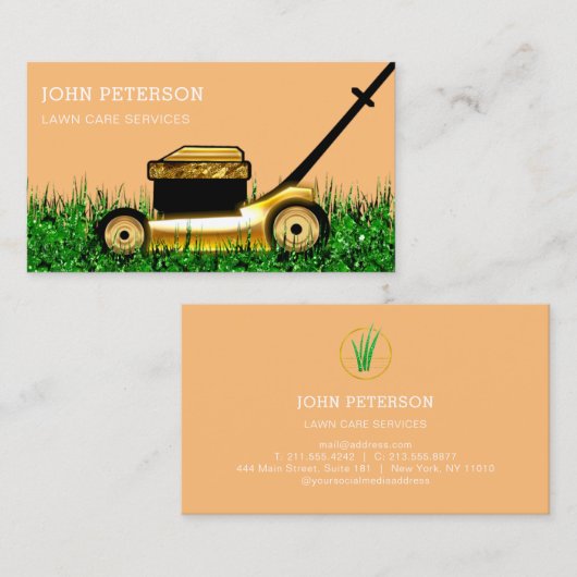 Rasenpflege Grasschneiden Lux VIP Visitenkarte (Vorne/Hinten)