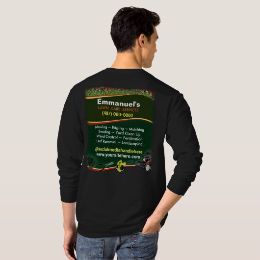 Rasenpflege Grasschnitt Langschläfer Shirt (Schwarz voll)