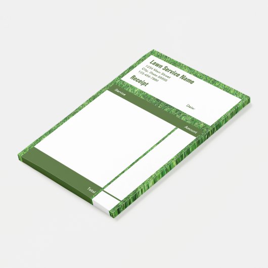 Rasenpflege grüne Geschäftseinnahme Post-it Klebezettel (angewinkelt)