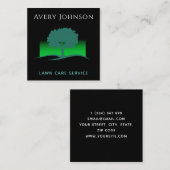 Rasenpflege Grüne Neon Tree & Grass Moderne Quadratische Visitenkarte (Vorne/Hinten)