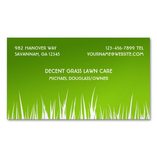 Rasenpflege Landscaper Magnetische Visitenkarte (Vorderseite)