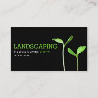 Rasenpflege Landscaping Grüne Sprossen schwarz Visitenkarte