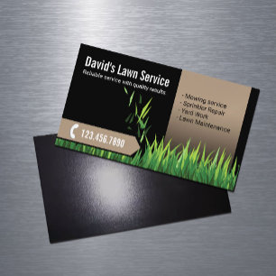 Rasenpflege Landscaping Mowing Black & Beige Magnetische Visitenkarte
