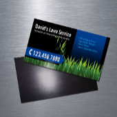 Rasenpflege Landscaping Mowing Black & Blue Magnetische Visitenkarte