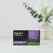Rasenpflege Landscaping Mowing Black & Lila Visitenkarte (Stehend Vorderseite)