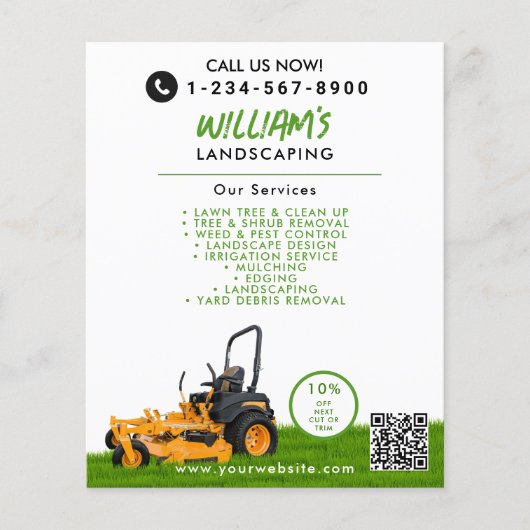 Rasenpflege Landscaping Mowing Cutting Business Flyer (Vorne)
