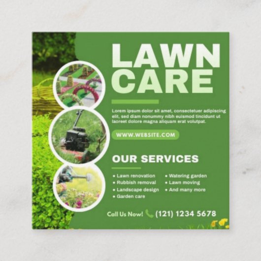 Rasenpflege Landscaping Quadratische Visitenkarte (Vorderseite)