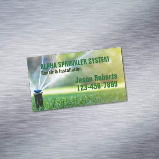 Rasenpflege Landschaften Sprinkler Reparatur Bewäs Magnetische Visitenkarte (Beispiel)