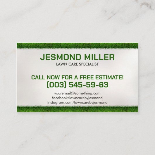 Rasenpflege - Landschaften Visitenkarte (Rückseite)