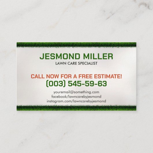 Rasenpflege - Landschaften Visitenkarte (Rückseite)