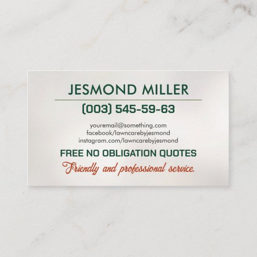 Rasenpflege - Landschaften Visitenkarte (Rückseite)