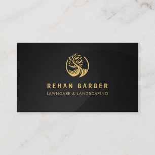 Rasenpflege Landschaftsbau Goldener Baum Logo Visitenkarte