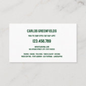 Rasenpflege Landschaftsgärtnerin mit Mäher Visitenkarte (Rückseite)