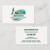 Rasenpflege Landschaftsgärtnerin mit Mäher Visitenkarte (Vorne/Hinten)
