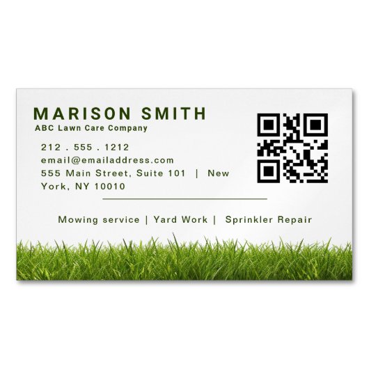 Rasenpflege Landschaftsschutzdienste Grüngras-Stil Magnetische Visitenkarte (Vorderseite)