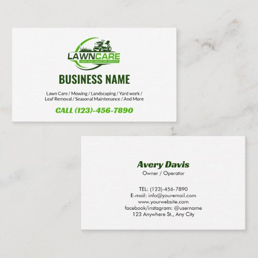 Rasenpflege-Logolandschaften Visitenkarte (Vorne/Hinten)
