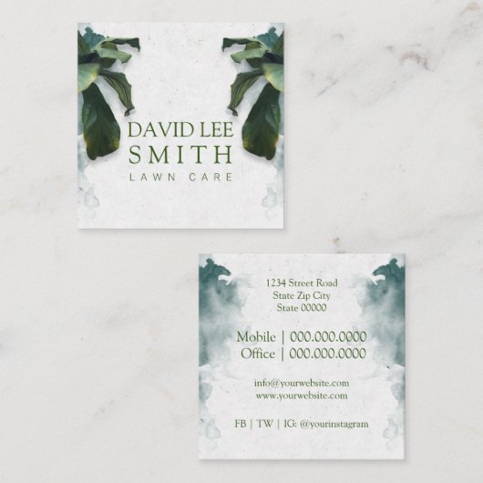 Rasenpflege oder Landschaften Quadratische Visitenkarte (Vorne/Hinten)