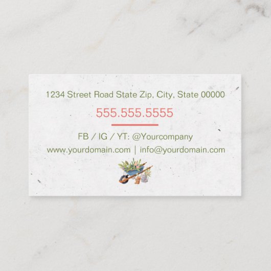 Rasenpflege oder Landschaften Visitenkarte (Rückseite)