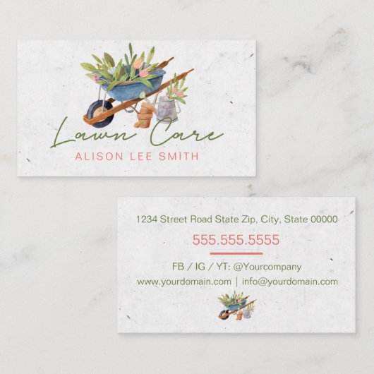Rasenpflege oder Landschaften Visitenkarte (Vorne/Hinten)