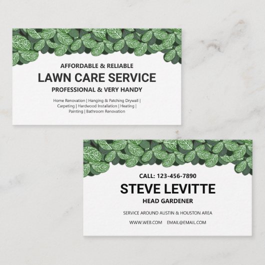 Rasenpflege und Berufliche Foliendruck Visitenkarte (Vorne/Hinten)