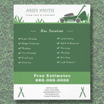 Rasenpflege und Gartenbauer Flyer<br><div class="desc">Ein grüner Flyer mit einer Abbildung mit Gras und Rasenmäher. Es kann für Rasenpflege & berufliche Gärtner oder für Landschaftsarbeiter geeignet sein: Landschaftsschutz,  Rasenmähen und -pflege,  Pflege von Grünflächen,  etc.</div>