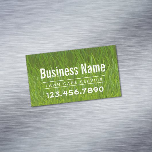 Rasenpflege und Landschaftsschutz Grünes Gras Magnetische Visitenkarte (Beispiel)