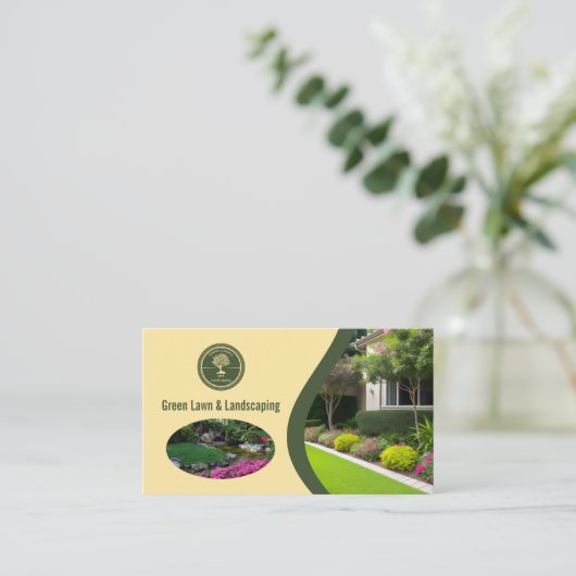 Rasenpflege- und Landschaftsunternehmen Visitenkarte (Stehend Vorderseite)
