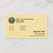 Rasenpflege- und Landschaftsunternehmen Visitenkarte (Rückseite)