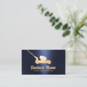 Rasenpflege und Landung Gold Mower Navy Blue Visitenkarte (Stehend Vorderseite)