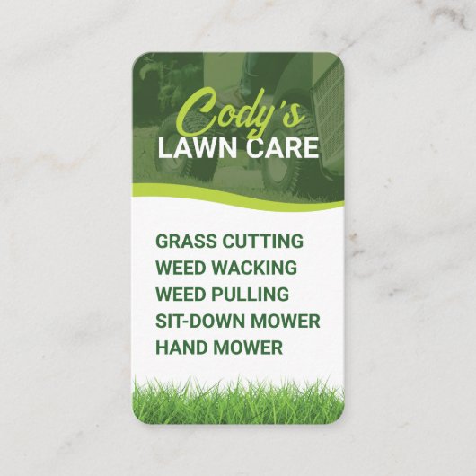 Rasenpflege und Rasenpflege Landschaftspflege Visitenkarte (Vorderseite)