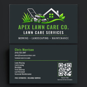 Rasenpflege-Wartung QR-Code Professional Visitenkarte