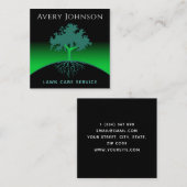 Rasenpflege - Wise Tree & Roots Grüne Nebel Quadratische Visitenkarte (Vorne/Hinten)