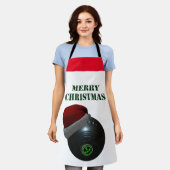 Rasenschale mit einer Weihnachtsmannmütze, Schürze (Getragen)