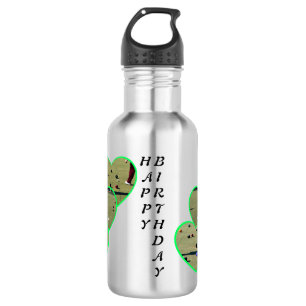 Rasenschalen in Herzformen mit dem Geburtstagslogo Edelstahlflasche