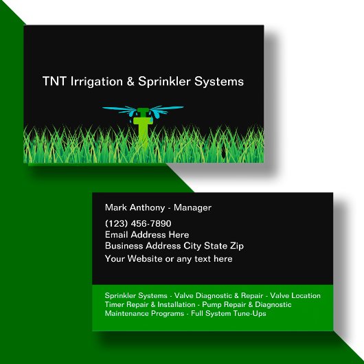 Rasensprinkleranlagen und Bewässerungsanlagen Visitenkarte