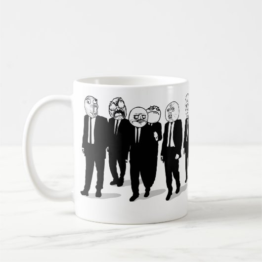 Raserei-Comic meme stellt UmgriffsTasse gegenüber. Kaffeetasse (Links)