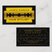 Rasierklingen-GoldImitat-Friseur-Haar-Stylist Visitenkarte (Vorne/Hinten)