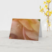 Rasierropfen auf Rose Petals Pink Peach Floral Karte (Gelbe Blume)