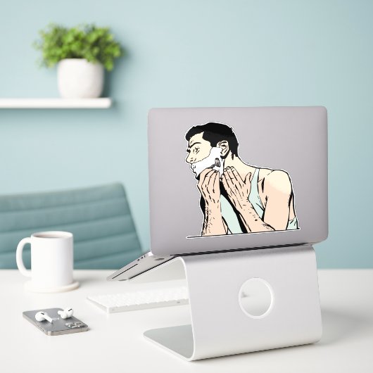 Rasierwasser Aufkleber (Laptop auf Schreibtisch)