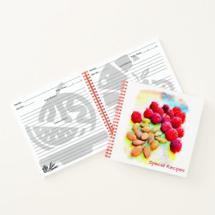 Raspberries and Almonds Watercolor Custom Notizbuch