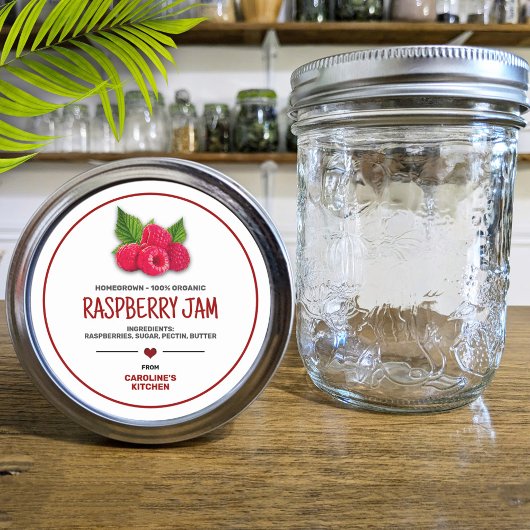 Raspberries Canning Jar Label Runder Aufkleber