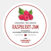 Raspberries Canning Jar Label Runder Aufkleber (Vorderseite)