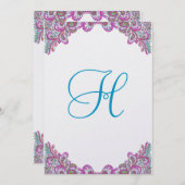 Raspberry & Aqua on Ice Paisley Wedding Einladung (Vorne/Hinten)