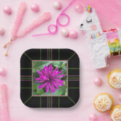 Raspberry Bee Balm Square Hochzeitspapier-Teller Pappteller (Party)
