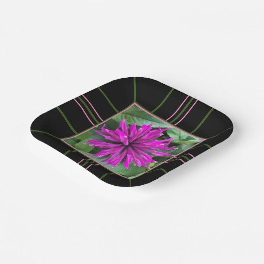Raspberry Bee Balm Square Hochzeitspapier-Teller Pappteller (Gewinkelt)