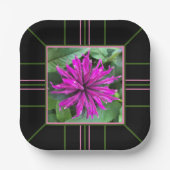 Raspberry Bee Balm Square Hochzeitspapier-Teller Pappteller (Vorderseite)